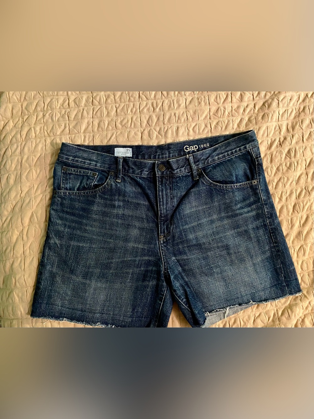 GAP Indigo Frayed Hem Denim Shorts